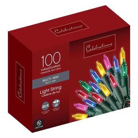 CELEBRATIONS Incandescent Mini Multicolored 100 ct String Christmas Lights 20.625 ft. 4001-71